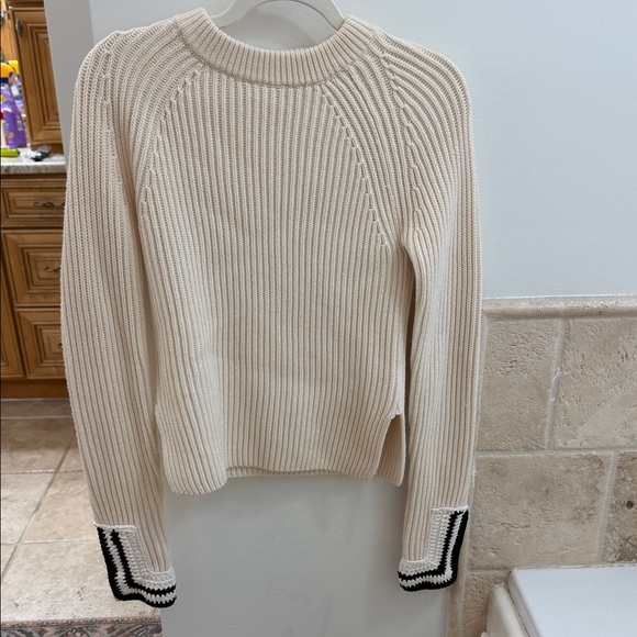 Helmut Lang Cream Ribbed Sweater with Black Accents - Picture 5 of 11